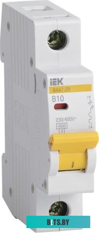 Выключатель автоматический IEK MVA20-1-010-B ВА47-29 10A тип B 4.5kA 1П 230/400В