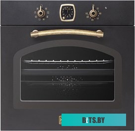 OKB 481 CRN Встраиваемый духовой шкаф/ Retro Calabria, 59.8 х 59.5 x 56 см, 8 режимов нагрева, гриль, таймер, телескопические направляющие, черный+бро