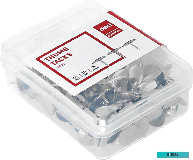 E0022 Кнопки Deli E0022 никелированные (упак.:100шт) пластиковая коробка