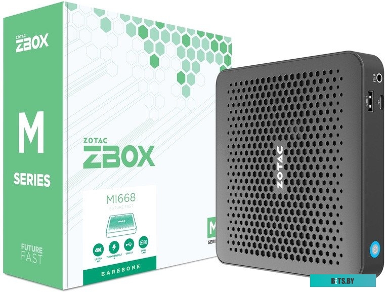 Мини ПК ZOTAC ZBOX MI668, Barebone, Intel i7-1360P, 2x DDR5-5200/4800 SODIMM, M.2 SSD SLOT, 2x GLAN, WIFI, BT, USBDRV, DP/HDMI, EU+UK PL