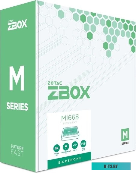 Мини ПК ZOTAC ZBOX MI668, Barebone, Intel i7-1360P, 2x DDR5-5200/4800 SODIMM, M.2 SSD SLOT, 2x GLAN, WIFI, BT, USBDRV, DP/HDMI, EU+UK PL