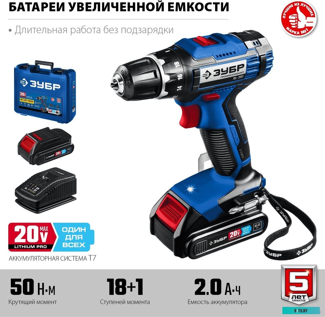 Зубр Профессионал DL-201-22 (с 2-мя АКБ 2 Ач, кейс)