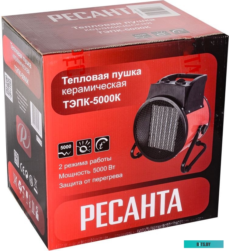 67/1/25 Тепловая пушка электрическая Ресанта ТЭПК-5000K красный/черный