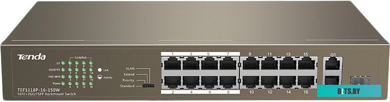 Коммутатор Tenda TEF1118P-16-150W