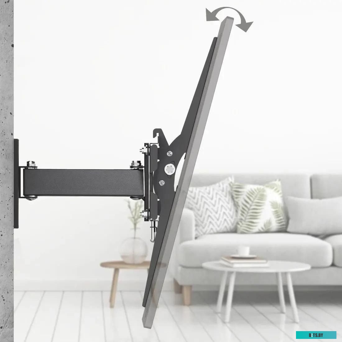 Кронштейн для телевизора Hama 00220832 черный 32"-65" макс.30кг настенный поворотно-выдвижной и наклонный