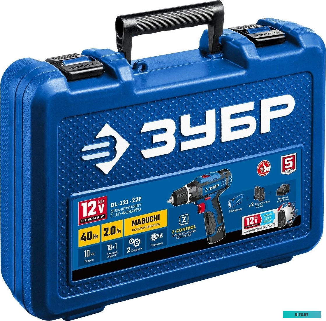 Зубр Профессионал DL-121-22F (с 2-мя АКБ, LED фонарь, кейс)