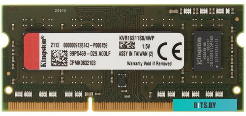 Оперативная память Kingston ValueRAM 4GB DDR3 SODIMM PC3-12800 KVR16S11S8/4WP