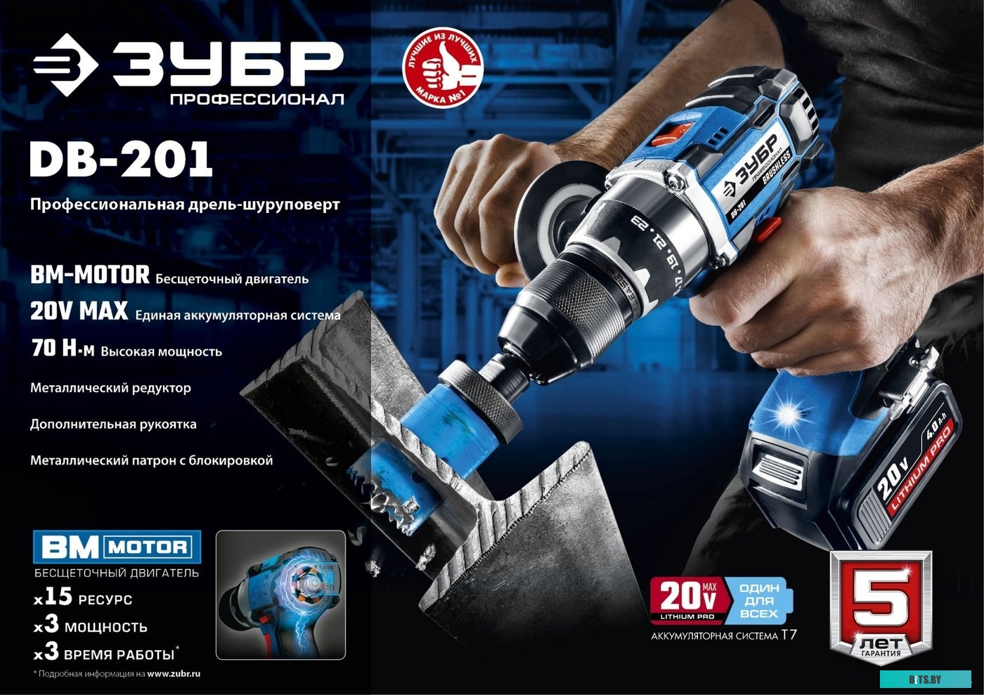 Зубр Профессионал DB-201-42 (с 2-мя АКБ 4 Ач, кейс)