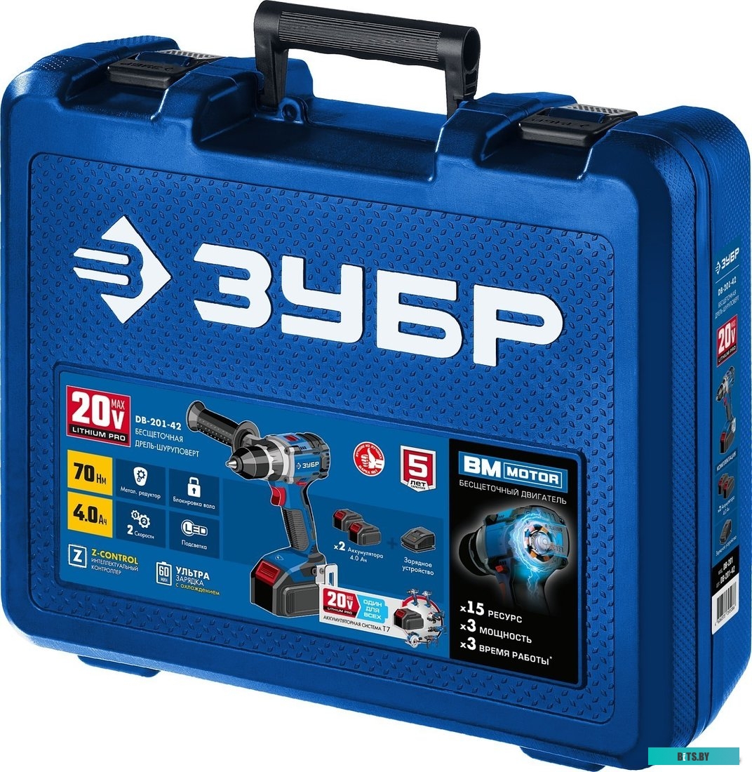 Зубр Профессионал DB-201-42 (с 2-мя АКБ 4 Ач, кейс)