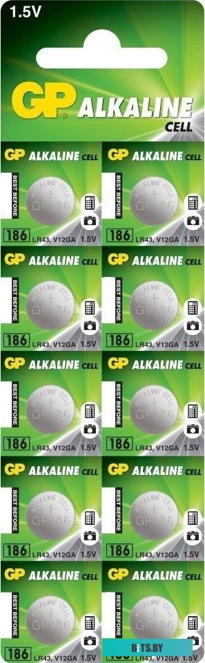 Аккумуляторы GP Alkaline 186 10 шт. <4891199015502>