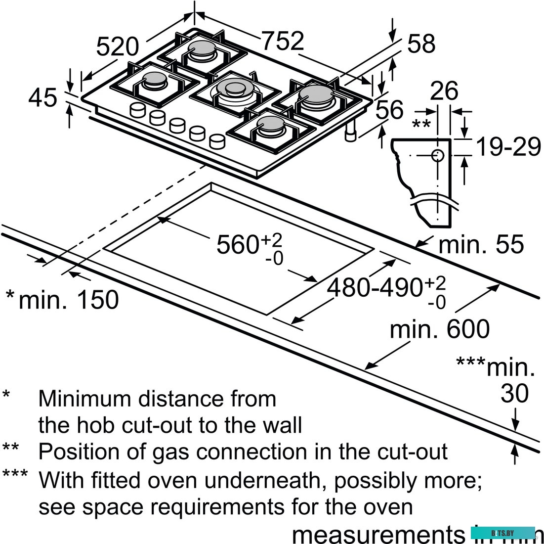 PPQ7A6B20 Газовая варочная поверхность Bosch PPQ7A6B20 черный