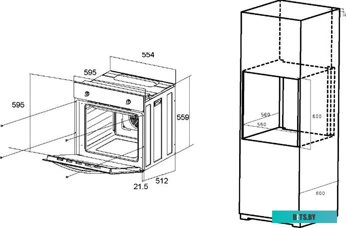 EOEM.589B2 Шкаф духовой электрический MAUNFELD EOEM.589B2/ Тип: электрический 60 см, 58 л, сенсорный таймер, электронное управление, 10 функций, 1 реш