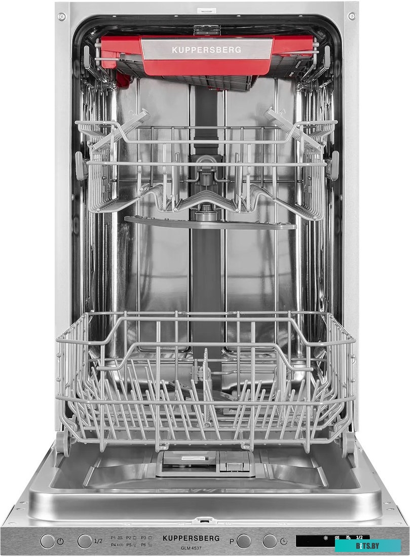 GLM 4537 Встраиваемая посудомоечная машина Kuppersberg/ Узкая, Полностью встраиваемая, ширина 45 см, 10 комплектов, луч на полу, 3 корзины,  6 програм