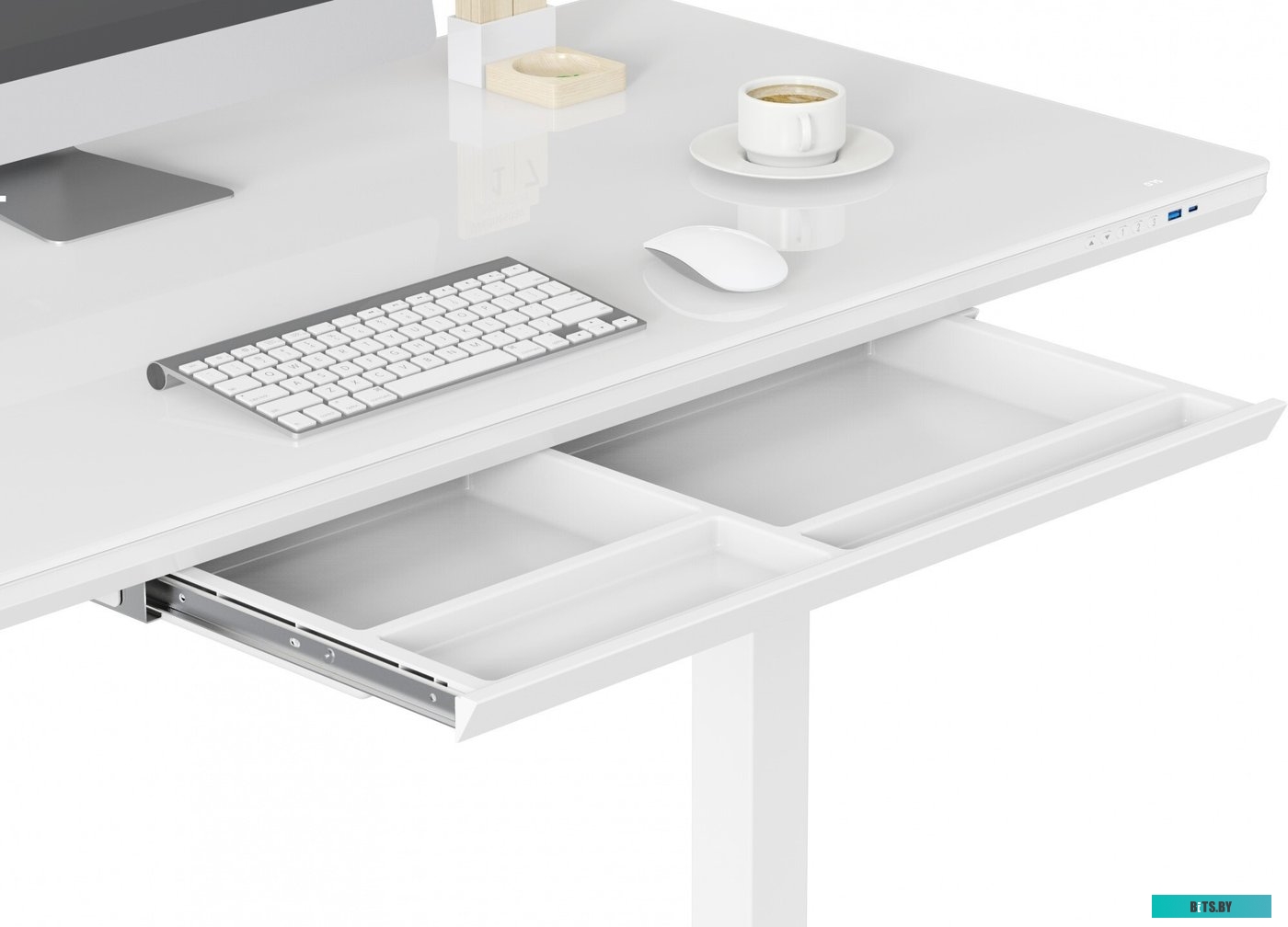 CS-EGD-WWT Стол для компьютера Cactus CS-EGD-WWT столешница стекло белый каркас белый