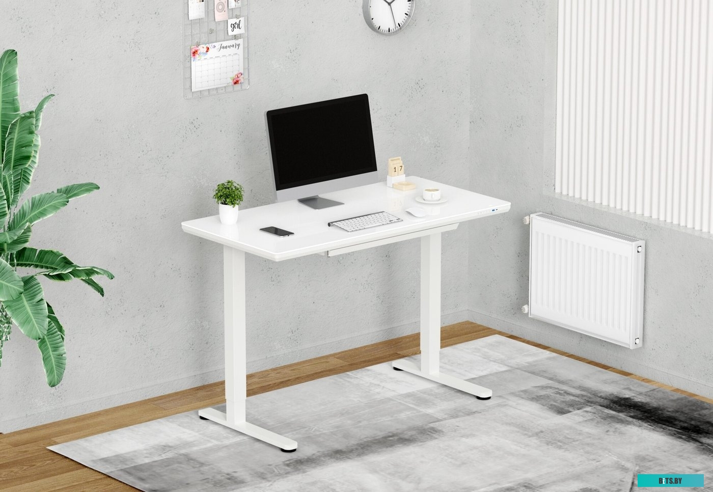 CS-EGD-WWT Стол для компьютера Cactus CS-EGD-WWT столешница стекло белый каркас белый