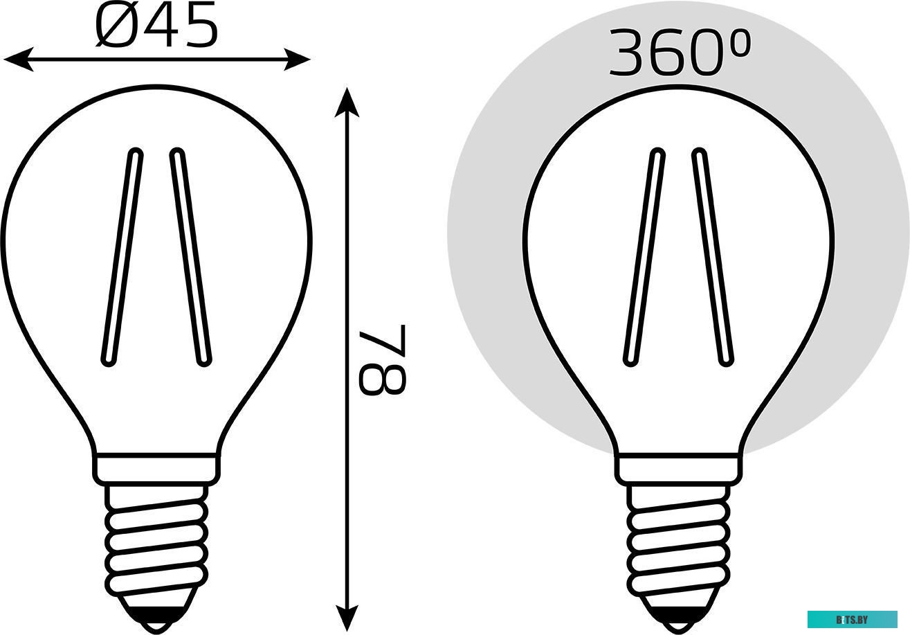 105801211 Лампа филам. Gauss Filament 11Вт цок.:E14 шар 220B 4100K св.свеч.бел.нейт. (упак.:10шт) (105801211)