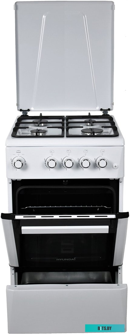 RGG225 Плита Газовая Hyundai RGG225 белый (металлическая крышка) реш.чугун