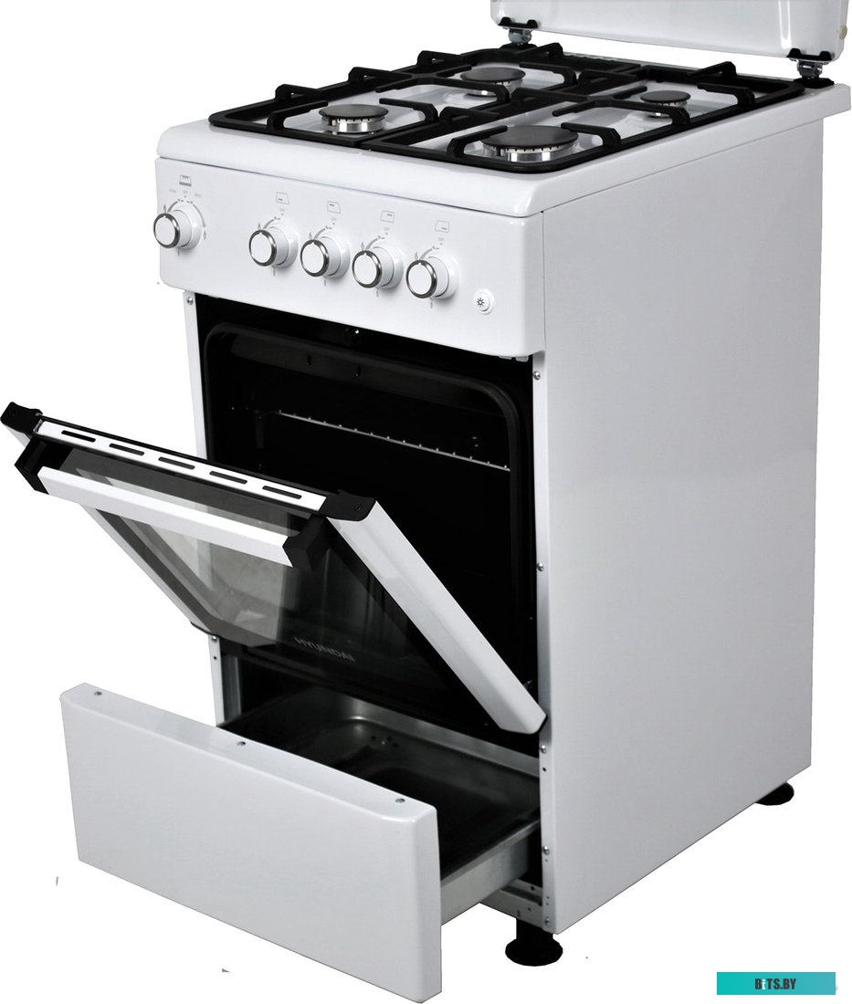 RGG225 Плита Газовая Hyundai RGG225 белый (металлическая крышка) реш.чугун