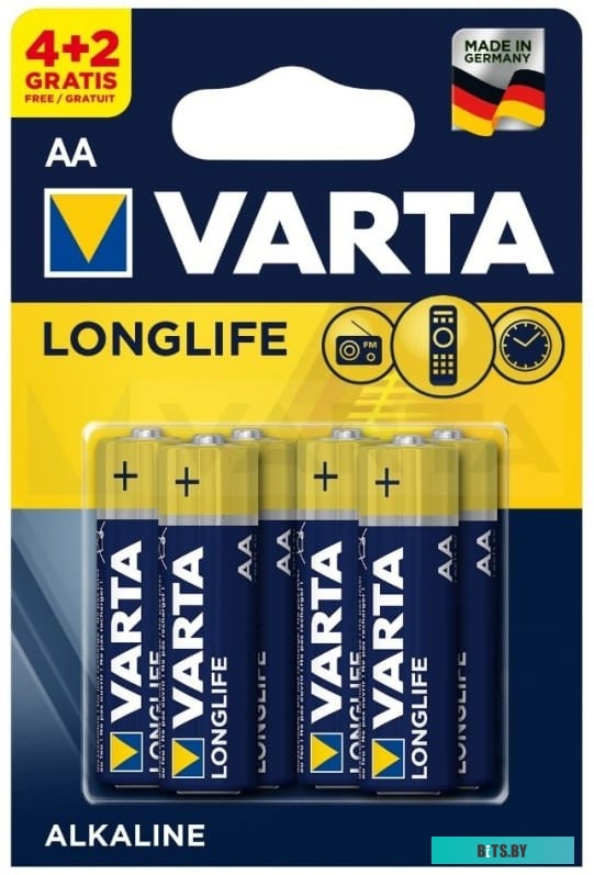 Батарейка Varta LONGLIFE LR6 AA BL2 1.5V 04106101412