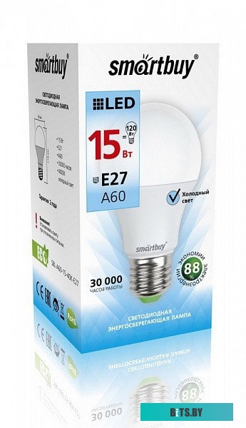 Светодиодная лампочка SmartBuy A60 E27 15 Вт 4000 К [SBL-A60-15-40K-E27]