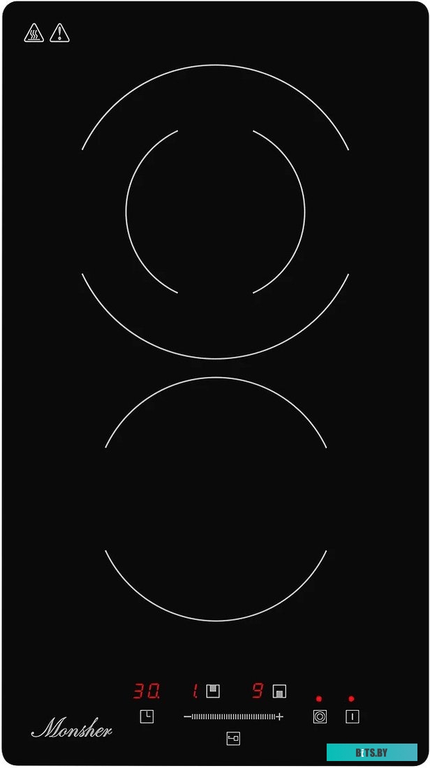 MHE 3002 Встраиваемая варочная панель Monsher/ 30 см, электрическая, две конфорки, черный цвет