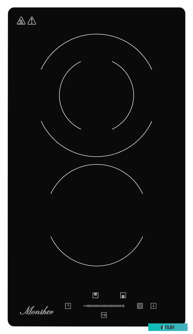 MHE 3002 Встраиваемая варочная панель Monsher/ 30 см, электрическая, две конфорки, черный цвет