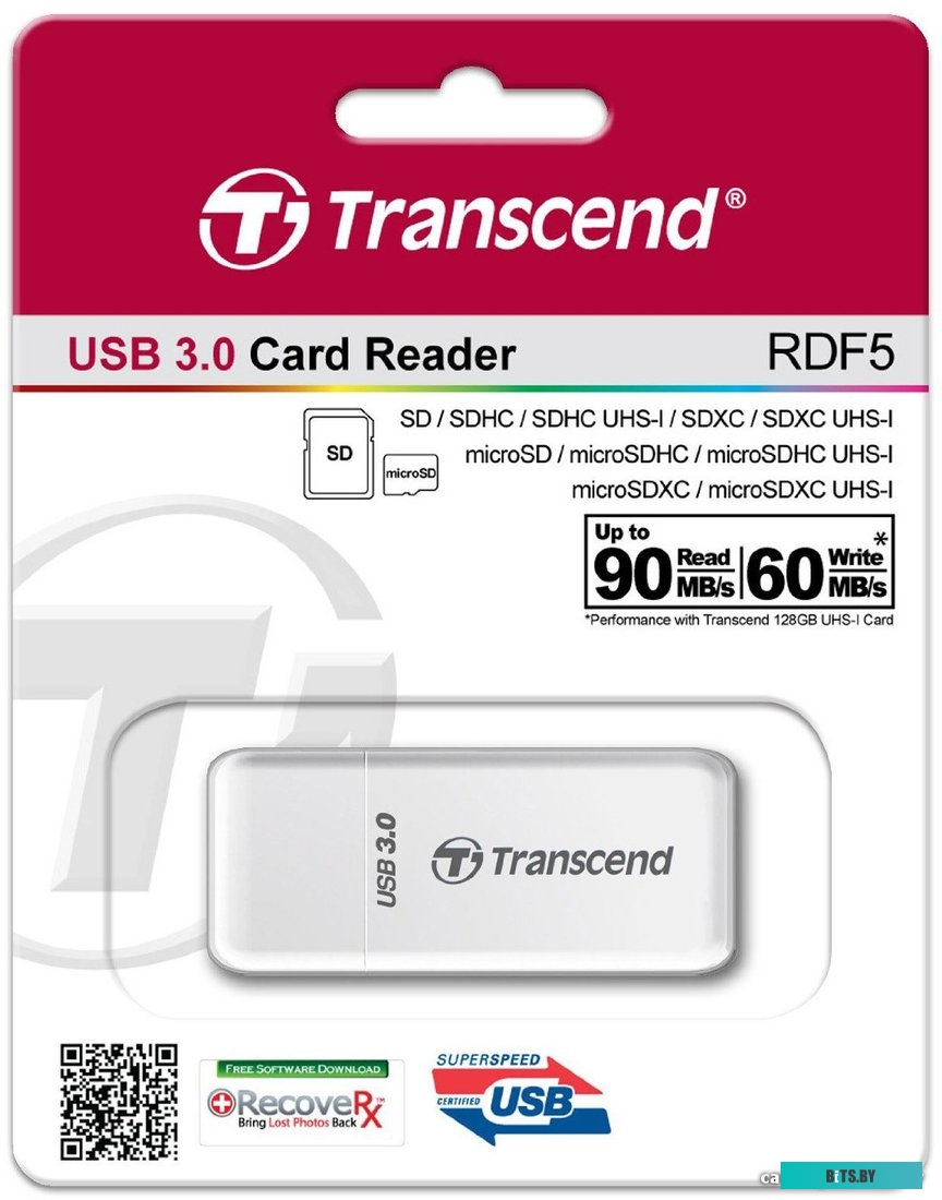 Кардридер CardReader Transcend TS-RDF5W USB 3.0 White