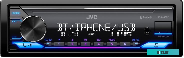 KD-X482BT Автомагнитола JVC KD-X482BT 1DIN 4x50Вт v4.2 DSP 3 RDS