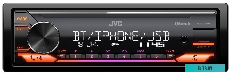 KD-X482BT Автомагнитола JVC KD-X482BT 1DIN 4x50Вт v4.2 DSP 3 RDS