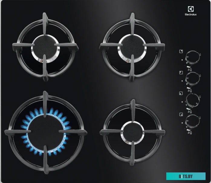 EGG6407K Встраиваемые газовые панели ELECTROLUX/ Газовая варочная поверхность, газ на стекле, 4 индивидуальных чугунных держателя, газконтроль варочно