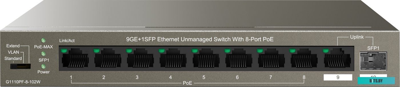 Коммутатор неуправляемый IP-COM G1110PF-8-102W