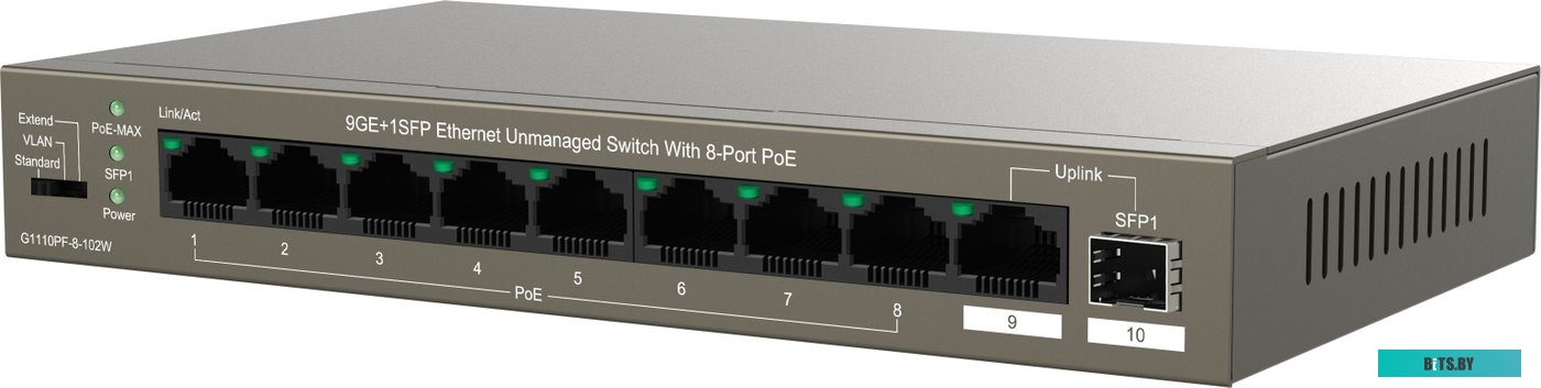 Коммутатор неуправляемый IP-COM G1110PF-8-102W