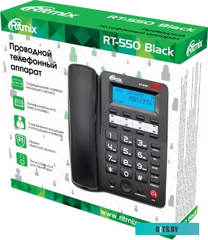 80001483 Телефон проводной Ritmix RT-550 черный