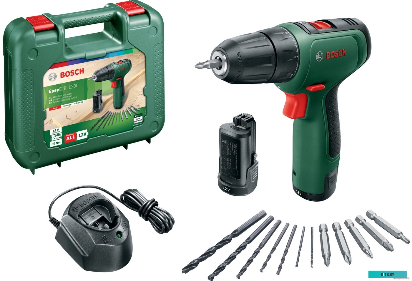 Дрель-шуруповерт Bosch EasyDrill 1200 06039D3007 (с 2-мя АКБ, кейс) <0 603 9D3 007>