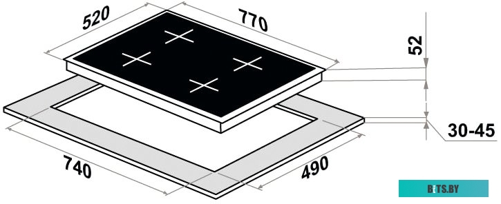 КА-00017391 Электрическая варочная панель MAUNFELD CVCE774SMTBK,  Hi-Light,  независимая,  черный