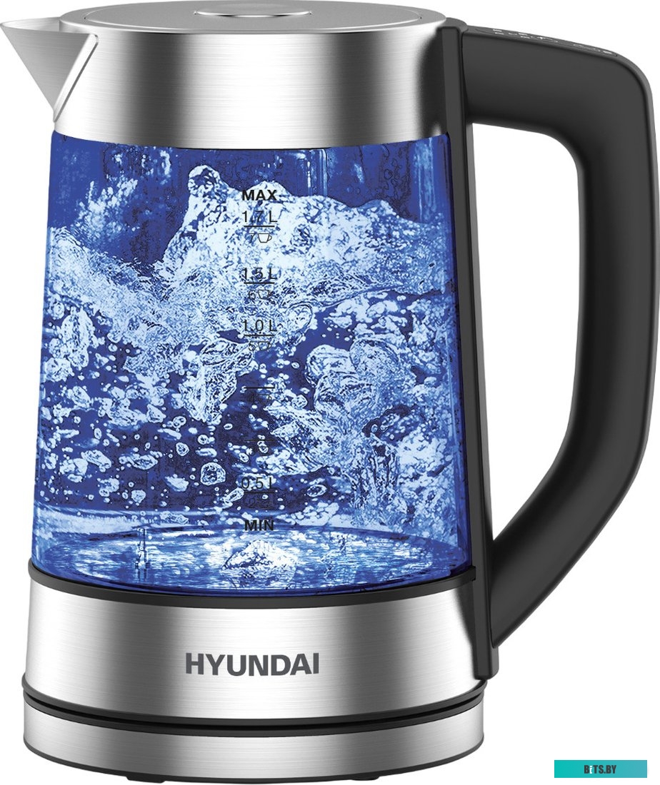 HYK-G7406 Чайник электрический Hyundai HYK-G7406 1.7л. 2200Вт черный/серебристый (корпус: стекло)
