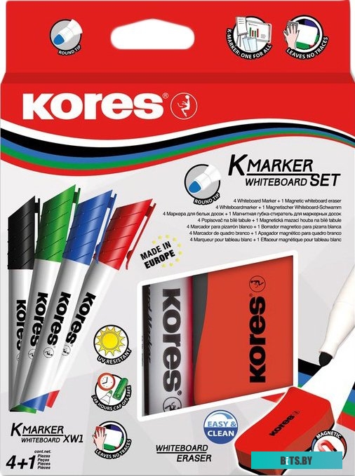 Kores K-Marker XW1 20863 (4 шт + губка, ассорти)