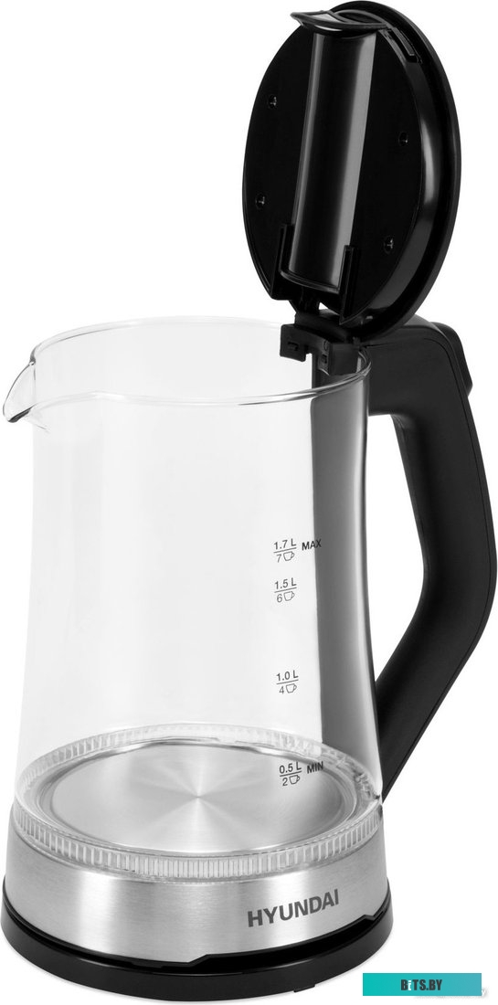 HYK-G3401 Чайник электрический Hyundai HYK-G3401 1.7л. 2200Вт черный/серебристый (корпус: стекло)