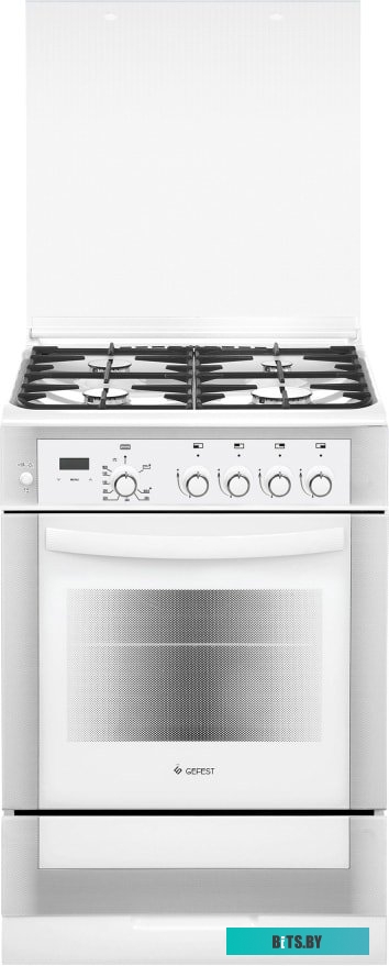 ПГ 6300-03 0040 Газовая плита GEFEST ПГ 6300-03 0040,  газовая духовка,  стеклянная крышка,  чугун, белый