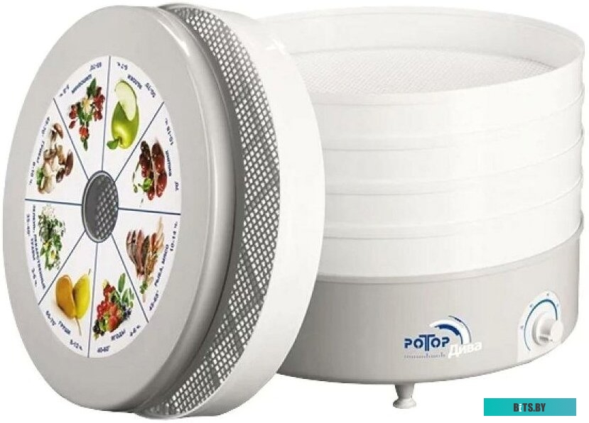 ДИВА СШ-007-04 (ЦВ.УПАК) Сушилка для овощей и фруктов РОТОР Дива СШ-007-04,  белый,  5 поддонов