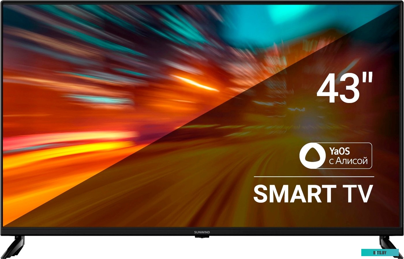 Телевизор SunWind SUN-LED43XU400, 4K Ultra HD, черный, СМАРТ ТВ, YaOS