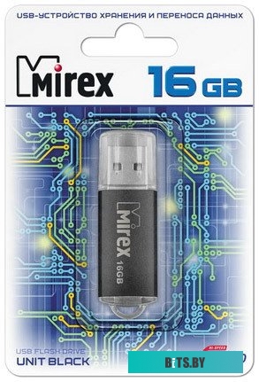 USB накопитель (Флешка) Mirex UNIT BLACK 16GB (13600-FMUUND16)