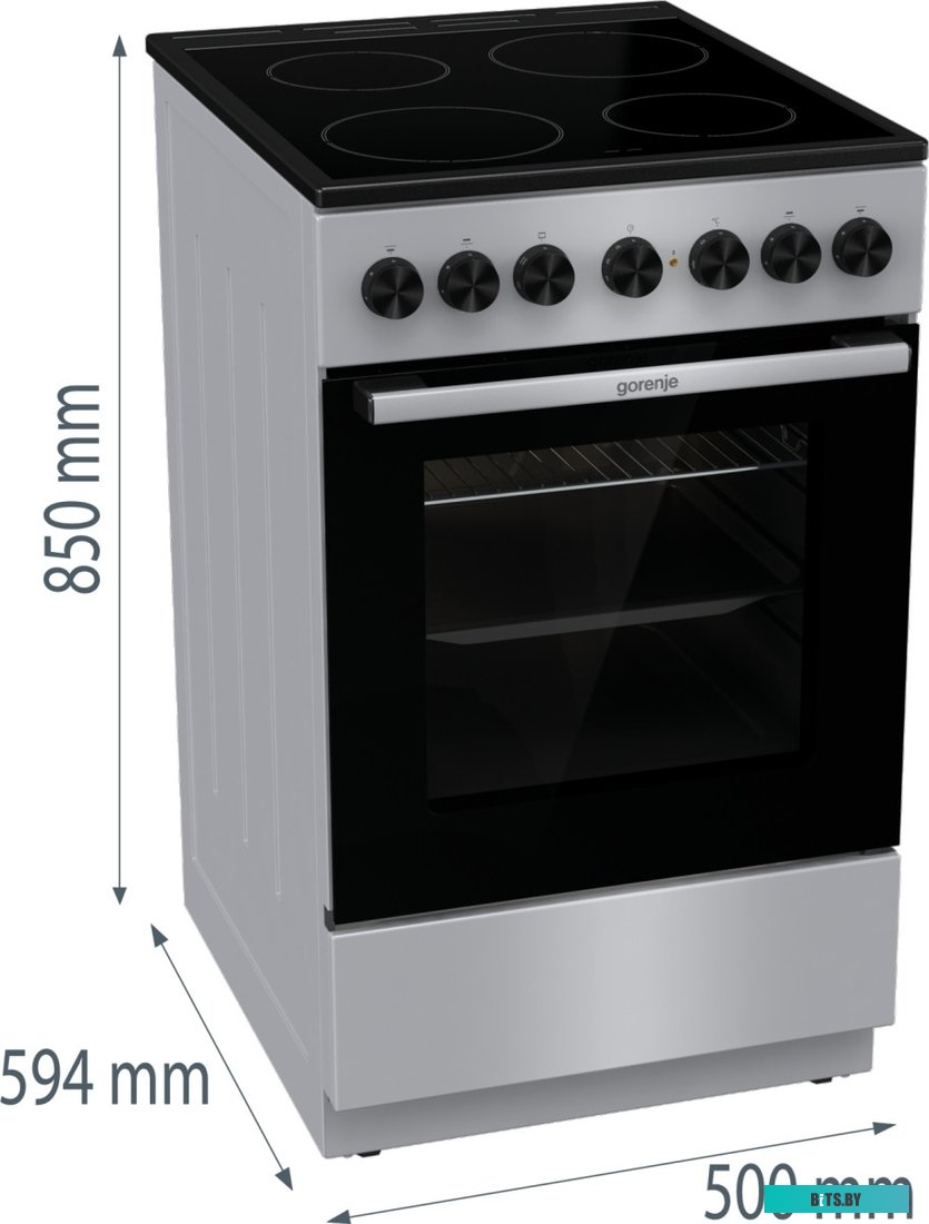 GEC5B20SG Электрическая плита Gorenje GEC5B20SG,  стеклокерамика,  инфракрасная,  без крышки,  серебристый