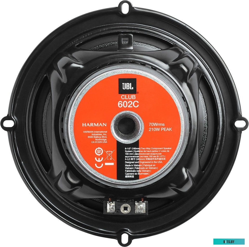 CLUB 602C Колонки автомобильные JBL Club 602C 210Вт 92дБ 3Ом 16см (6.5дюйм) (ком.:4кол.) компонентные двухполосные