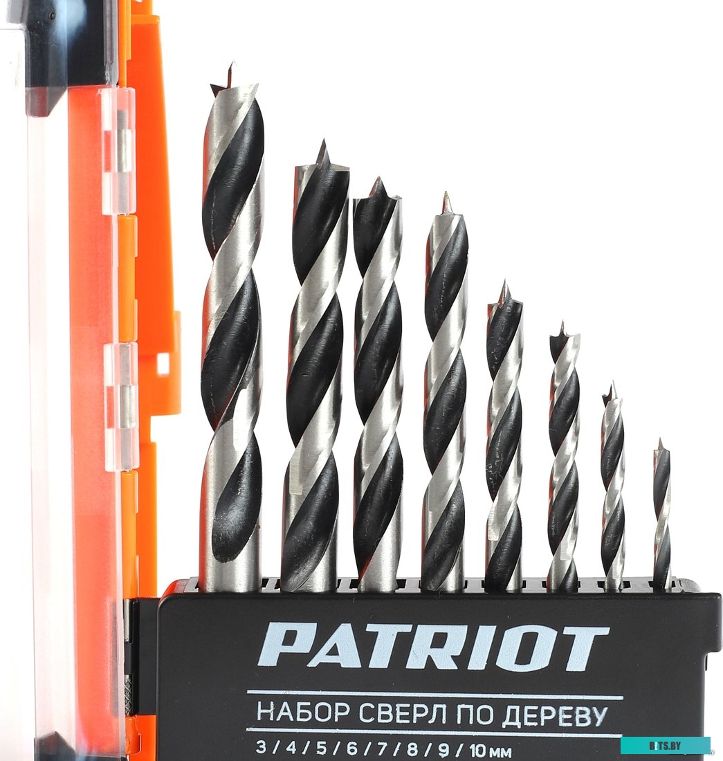 815010103 Набор сверл Patriot Набор сверл по дереву спиральные (815010103) по дереву (8пред.) для дрелей/перфораторов