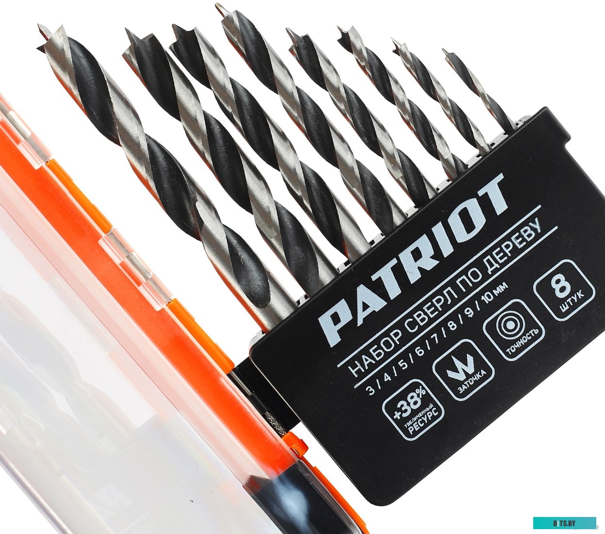 815010103 Набор сверл Patriot Набор сверл по дереву спиральные (815010103) по дереву (8пред.) для дрелей/перфораторов