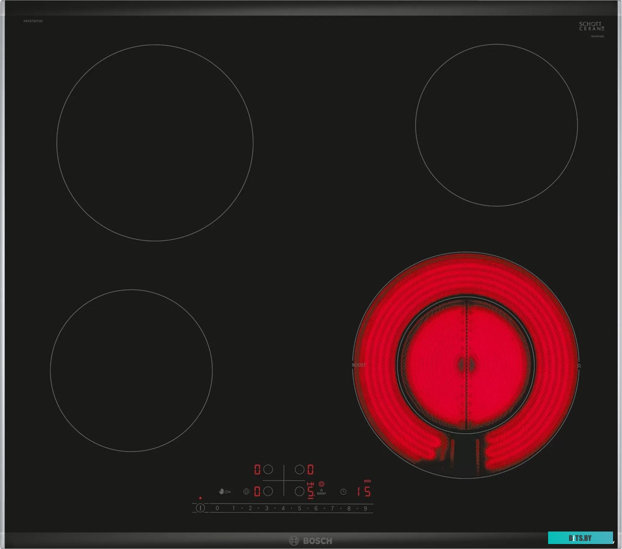 PKF675FP2E Электрическая варочная панель Bosch PKF675FP2E,  Hi-Light,  независимая,  черный