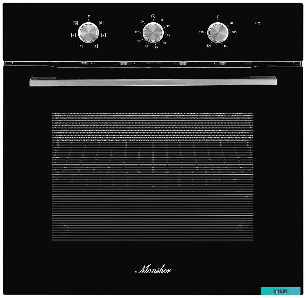 MOE 4592 Noir Электрический духовой шкаф Monsher/ ширина 45 см, High-Tech, 50 л, гидролизная очистка, 9 режимов, черный