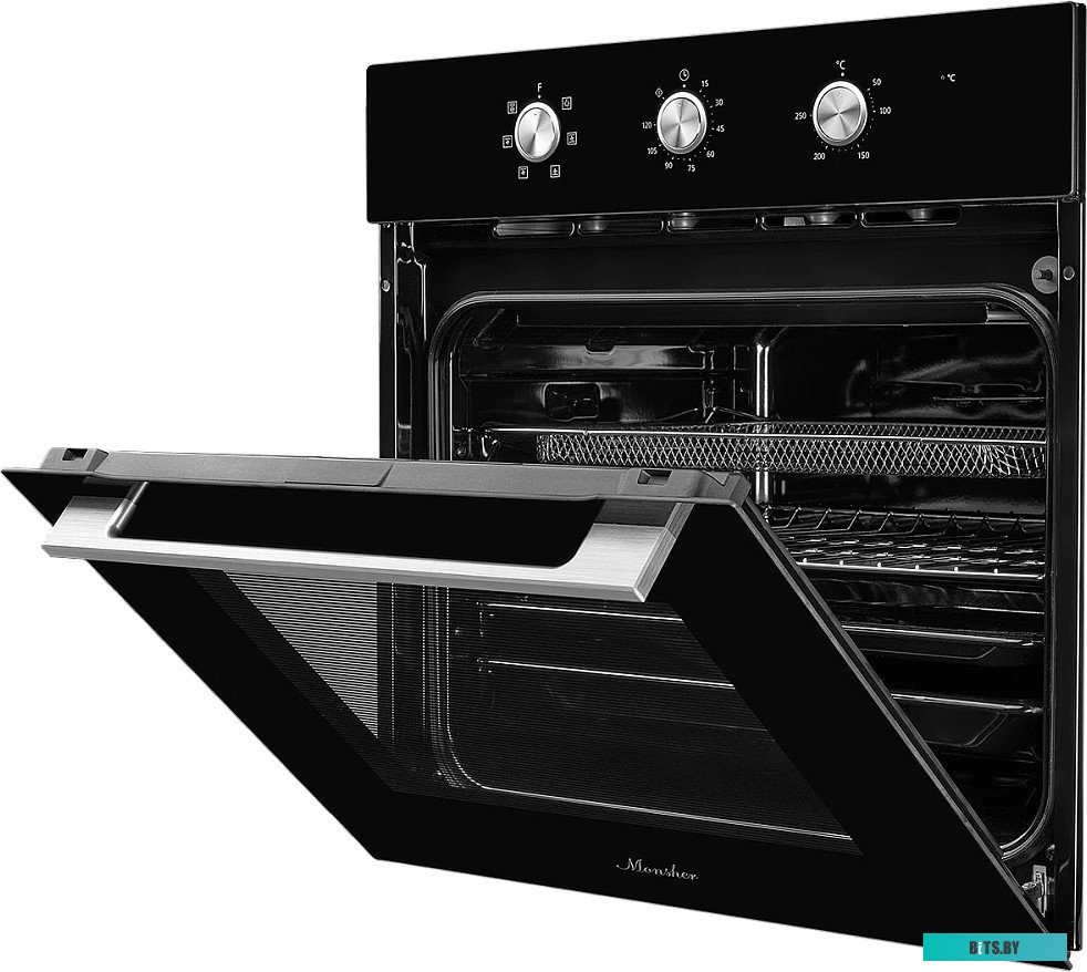 MOE 4592 Noir Электрический духовой шкаф Monsher/ ширина 45 см, High-Tech, 50 л, гидролизная очистка, 9 режимов, черный