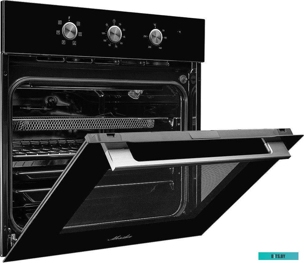 MOE 4592 Noir Электрический духовой шкаф Monsher/ ширина 45 см, High-Tech, 50 л, гидролизная очистка, 9 режимов, черный